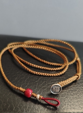 补土腰链 落叶黄  2026年  设计款  925银福字扣 朱砂 可以调节