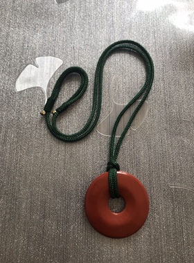 红竹石平安扣大号 男士项链 大气 绿绳