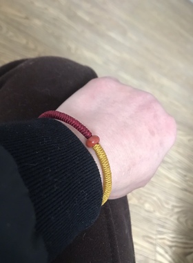 补火补土手链 手工编织 双色金刚结 枣红&土黄