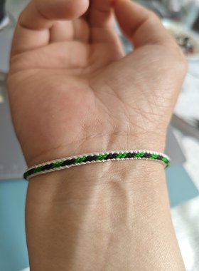 补金补水补木手链 白色 黑色 绿色 三色手工 四面佛纽扣结 民族风