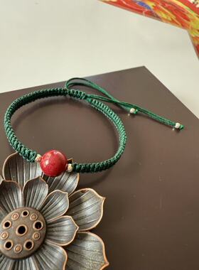 本命年手链 紫金砂配绿色