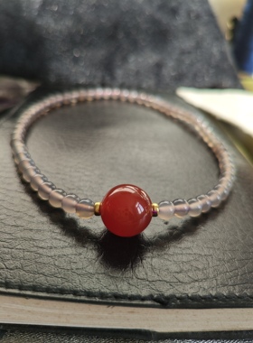 大红灯笼高高挂 吉运双圈手链 灰玛瑙 红玛瑙 故宫配色款