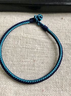 五行补水 五行缺水 饿水命 湖蓝 藏蓝 双色手工编织 3毫米
