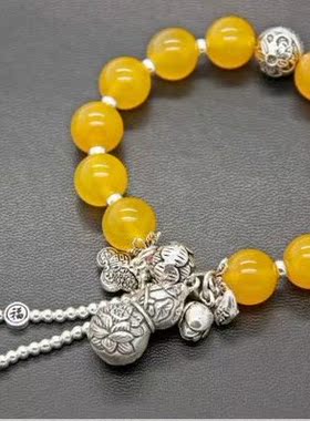 紫冰银橘子石 银葫芦 流苏 高档手链