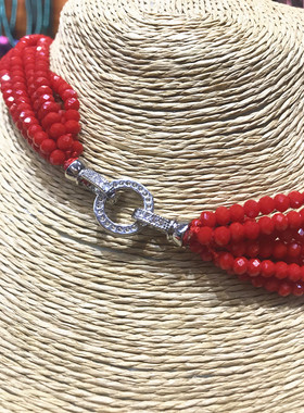 中国红多层晚宴项链杨澜同款