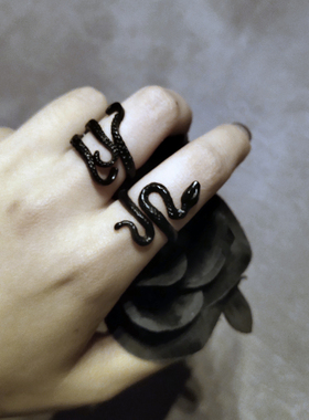 克苏鲁小蛇暗黑色开口戒指