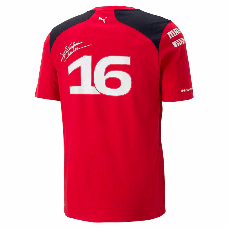 f1赛车服T恤2023新款红牛车队勒克莱尔同款16号红T恤夏季短袖衣服-图1