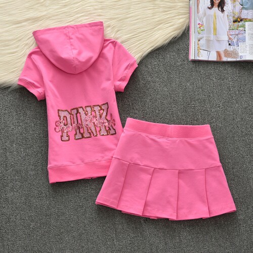 显瘦夏季纯棉连帽休闲运动服套装女士短袖短裤修身卫衣两件套绣花 - 图0