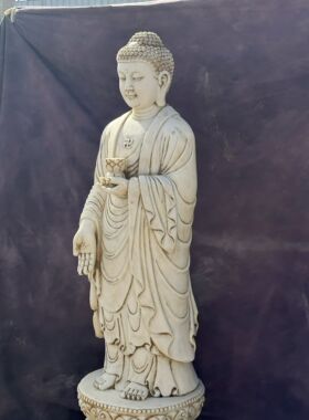仿古石雕汉白玉刻释迦牟尼佛像摆件手工雕刻阿难迦叶尊者居家供奉