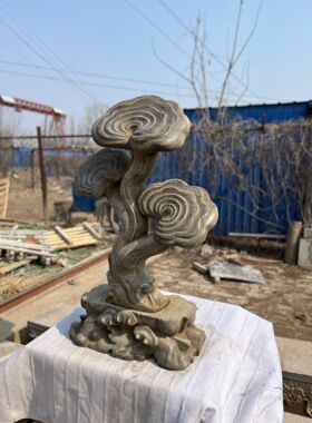 青石灵芝摆件天然青石雕刻摆件庭院别墅花园装饰品