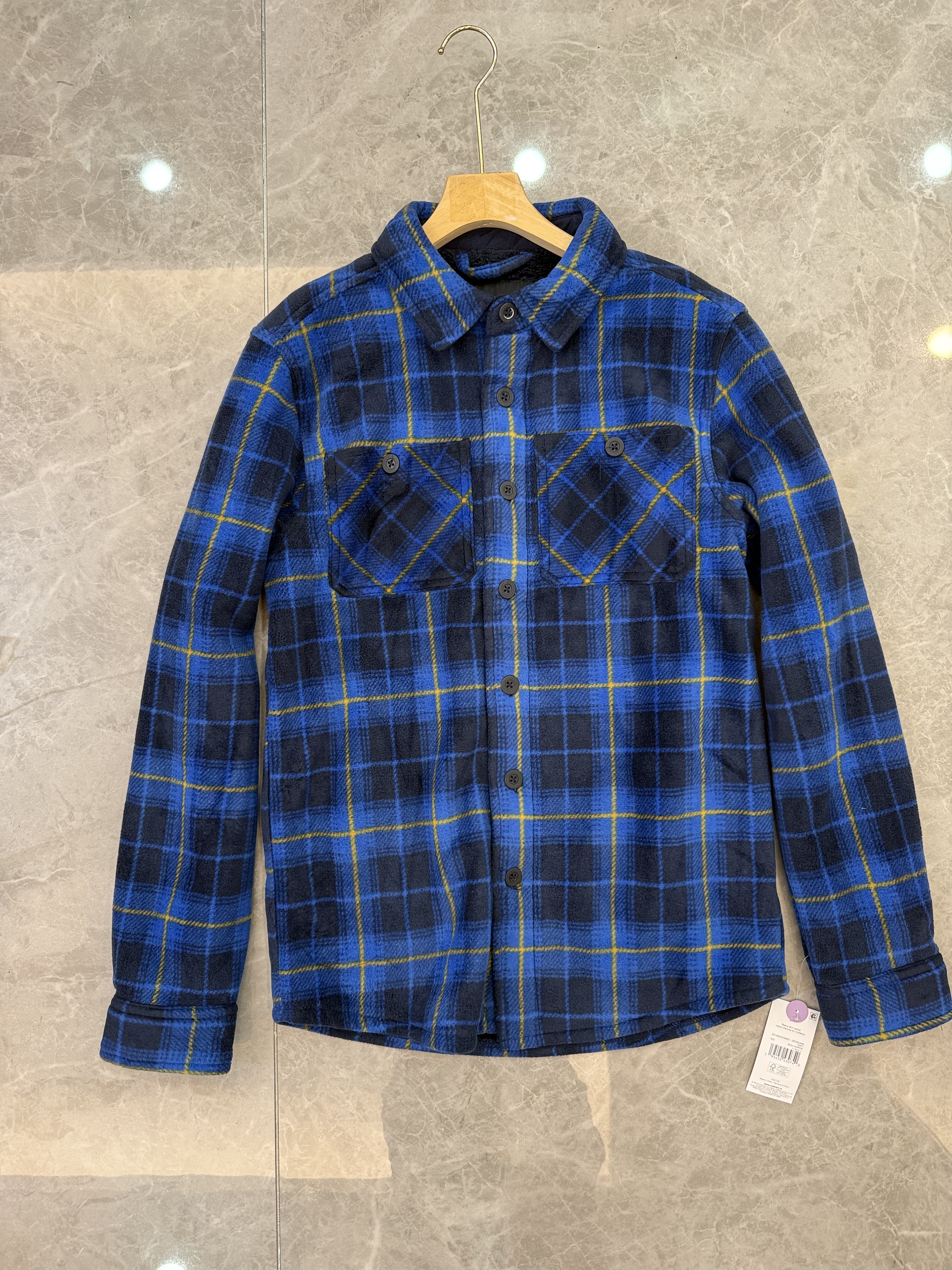 沃尔玛旗下George加绒加厚格子衬衫男秋冬羊羔绒内胆翻领衬衣外套