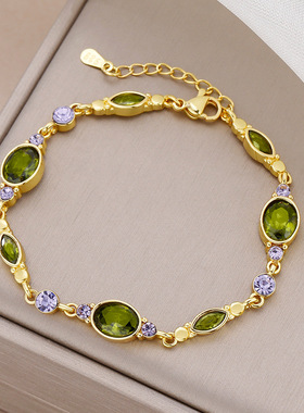 法国Chrry Koop绿野仙踪绿色宝石手链女轻奢手镯复古贵气橄榄绿