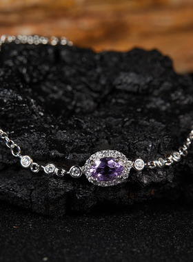 法国chrry koops925银镶石榴石黄水晶紫水晶彩宝手链女满钻手饰