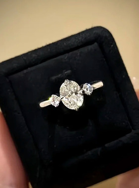 法国chrry koop珠宝新款s925银7*9mm椭圆形高碳指男女欧美ins款