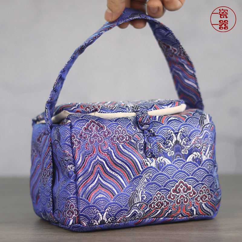旅行茶具收纳包中式手提袋子便携车载户外加厚防震自由移动首饰包,淘宝优惠券,粉丝福利购,淘宝优惠卷