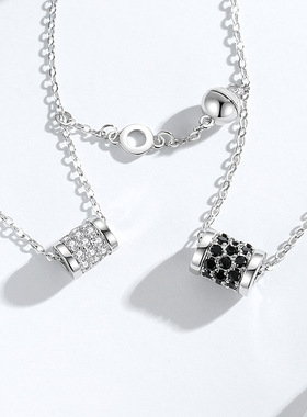 小蛮腰情侣项链纯银925高级轻奢款小众流苏锁骨链520锆石磁吸吊坠