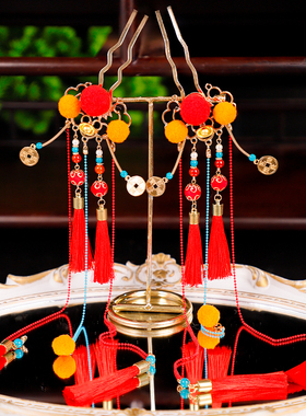 发钗合金喜庆复古小财神