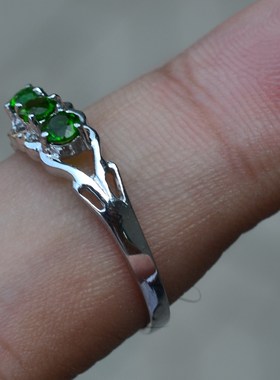 天然透辉石可爱款风圆形戒指包邮