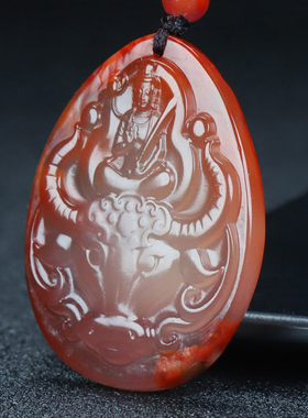 【原矿】天然凉山南红玛瑙柿子红吊坠生肖牛挂件正品原石男女款24