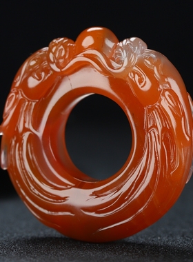 南红玛瑙四川凉山双龙戏珠戒指