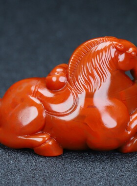 天然凉山保山南红玛瑙柿子红马