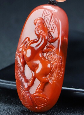 天然凉山保山南红玛瑙柿子红马