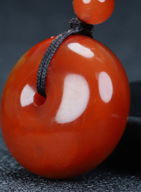 正品天然四川凉山南红玛瑙柿子红平安扣玉坠原石挂件男女款 470号
