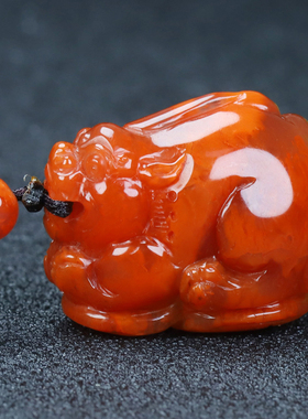 天然正品四川凉山南红玛瑙貔貅吊坠挂件把件招财进宝男女款P237号
