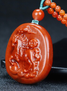 天然凉山保山南红玛瑙柿子红马