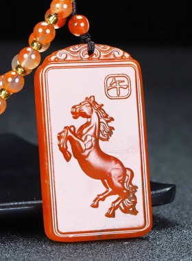 天然凉山保山南红玛瑙柿子红马