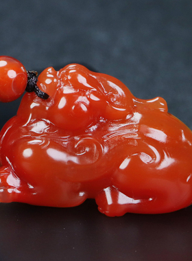 天然正品四川凉山南红玛瑙貔貅吊坠挂件把件招财进宝男女款P239号