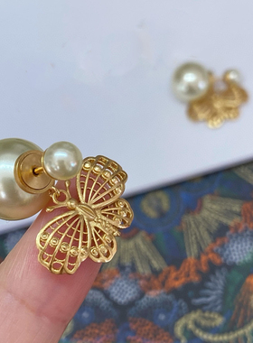 高质量海的女儿星珍珠贝壳手链女小众级轻奢气质戒指髦复古饰蝴蝶