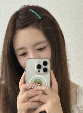 韩国jennie同款海蓝色一字发夹