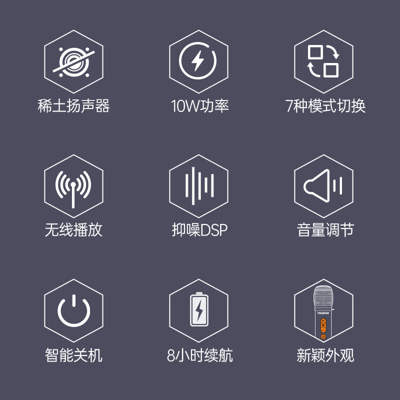 Takstar得胜DA10S手持扩音器教师上课宝演讲麦蓝牙无线K歌麦克风