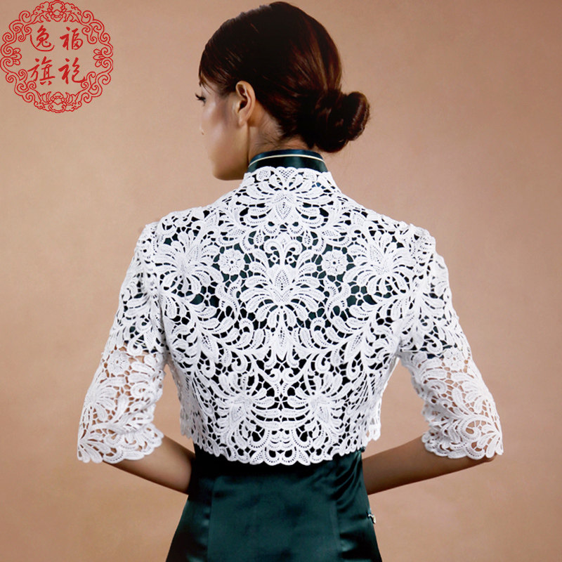 短款蕾丝镂空半袖百搭女开衫夏坎肩 逸福远哲蕾丝衫/雪纺衫