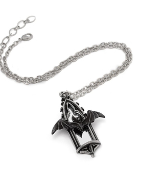 暗黑风蝙蝠吊坠合金银色项链