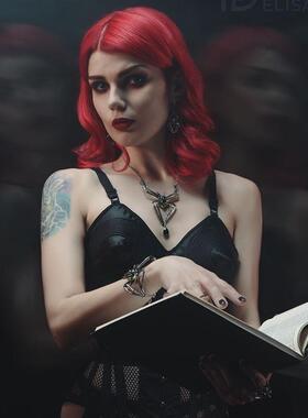 alchemy哥特蜘蛛绿水晶女神项链