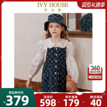 IVY HOUSE Ivy children dress girl dress with dress and autumn style classic old flower denim harness skirt pro