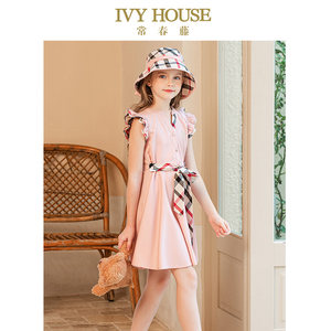IVY HOUSE常春藤儿童装女童连衣裙夏款 简约V领甜美背心裙亲子装