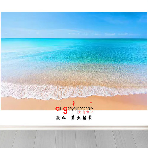 FJ01758电视背景墙大海沙滩高清晰的海边蓝天白云飘飘3D背景墙 - 图3