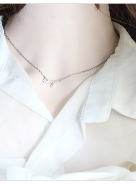 幸福树甜美吊钻项链女夏季轻奢小众设计风简约精致锁骨链女生颈链