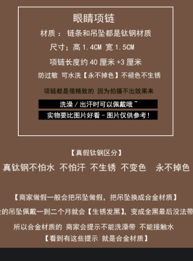 批发钛钢精致极简眼睛项链女ins小众设计锁骨链气质百搭吊坠颈链