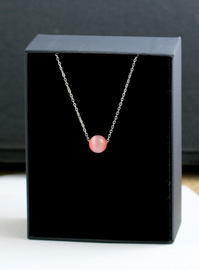 批 发不掉色猫眼石圆珠项链女小众设计感甜美百搭锁骨链闺蜜礼物