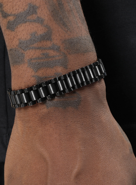 GRGR钛钢黑色表带链手链