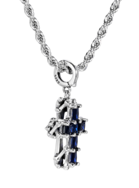 GRGR925纯银镶蓝钻十字架吊坠
