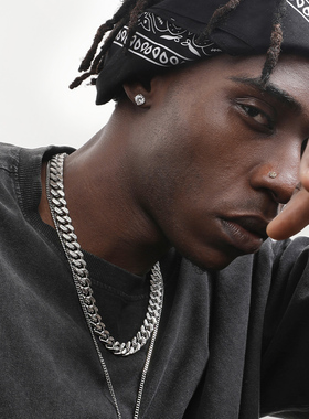 欧美嘻哈潮牌磨砂古巴链