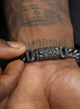 GRGR钛钢做旧复古古巴链手链