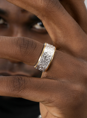 GRGR纯银唐草花纹戒指复古