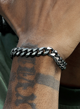 GRGR钛钢抹黑做旧古巴手链