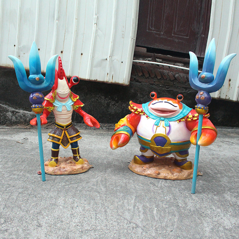 发光仿真虾兵蟹将摆件玻璃钢螃蟹模型招牌龙虾大闸蟹雕塑门头装饰